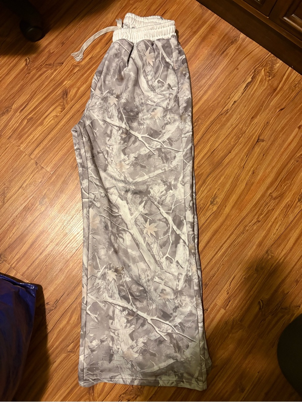 Womens Wide Leg Gray Camouflage Print Lounge Pants